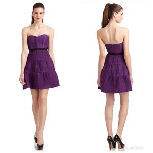 BCBGMaxAzria Strapless Pleated Chiffon Dress 6